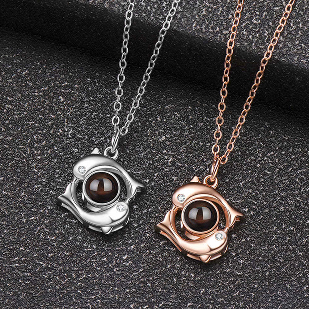 Collier De Projection Personnalisé, Pendentif En Forme De Dauphins, Cadeau Pour Elle - votrecollierprenomfr