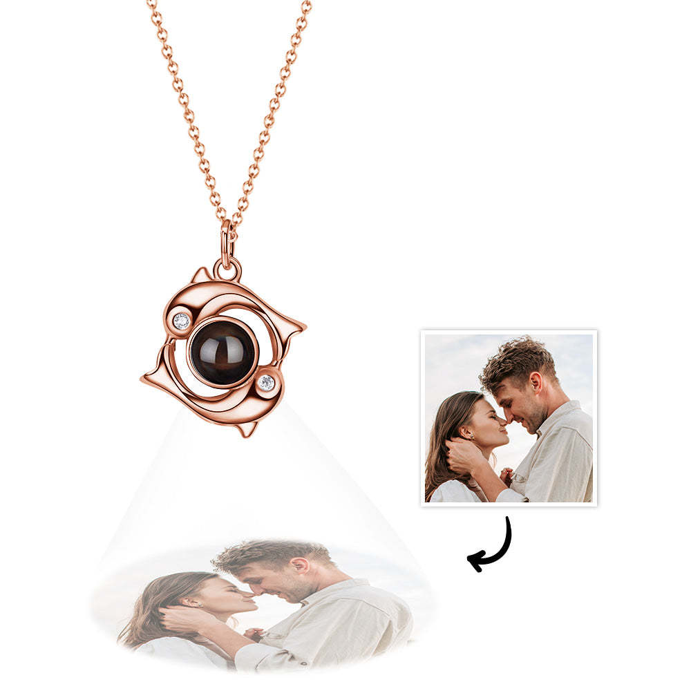 Collier De Projection Personnalisé, Pendentif En Forme De Dauphins, Cadeau Pour Elle - votrecollierprenomfr