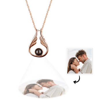 Collier De Projection Personnalisé, Pendentif En Forme D'ailes De Goutte D'eau, Cadeau Pour Elle - votrecollierprenomfr