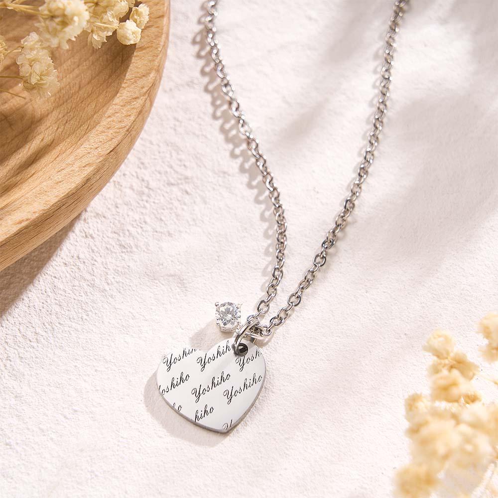 Collier Coeur Gravé Personnalisé Avec Un Cadeau Fille Pierre De Naissance - votrecollierprenomfr