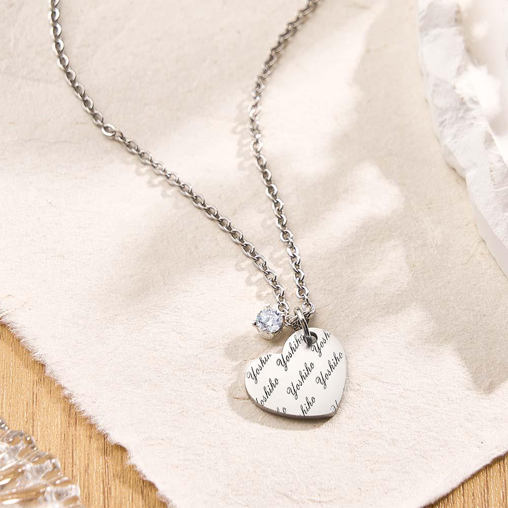 Collier Coeur Gravé Personnalisé Avec Un Cadeau Fille Pierre De Naissance - votrecollierprenomfr