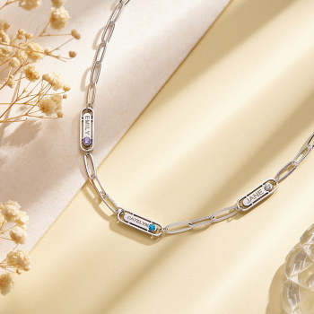 Cadeau De Collier Simple Avec Pierre De Naissance Personnalisée - votrecollierprenomfr