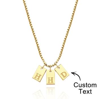 Collier Gravé Personnalisé, Cadeaux À Breloques Avec Lettres Initiales À Barres Multiples - votrecollierprenomfr