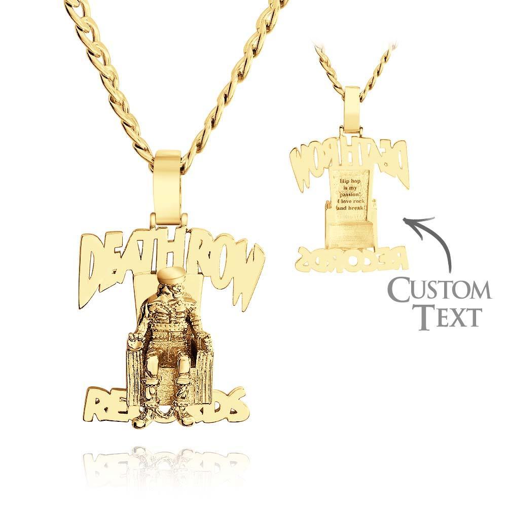 Collier Hip Hop Gravé Deathrow Records, Pendentif Exagéré Pour Lui - votrecollierprenomfr