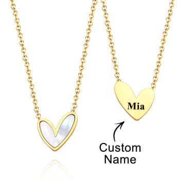 Collier Gravé Personnalisé Coeur Classique Cadeau Unique - votrecollierprenomfr
