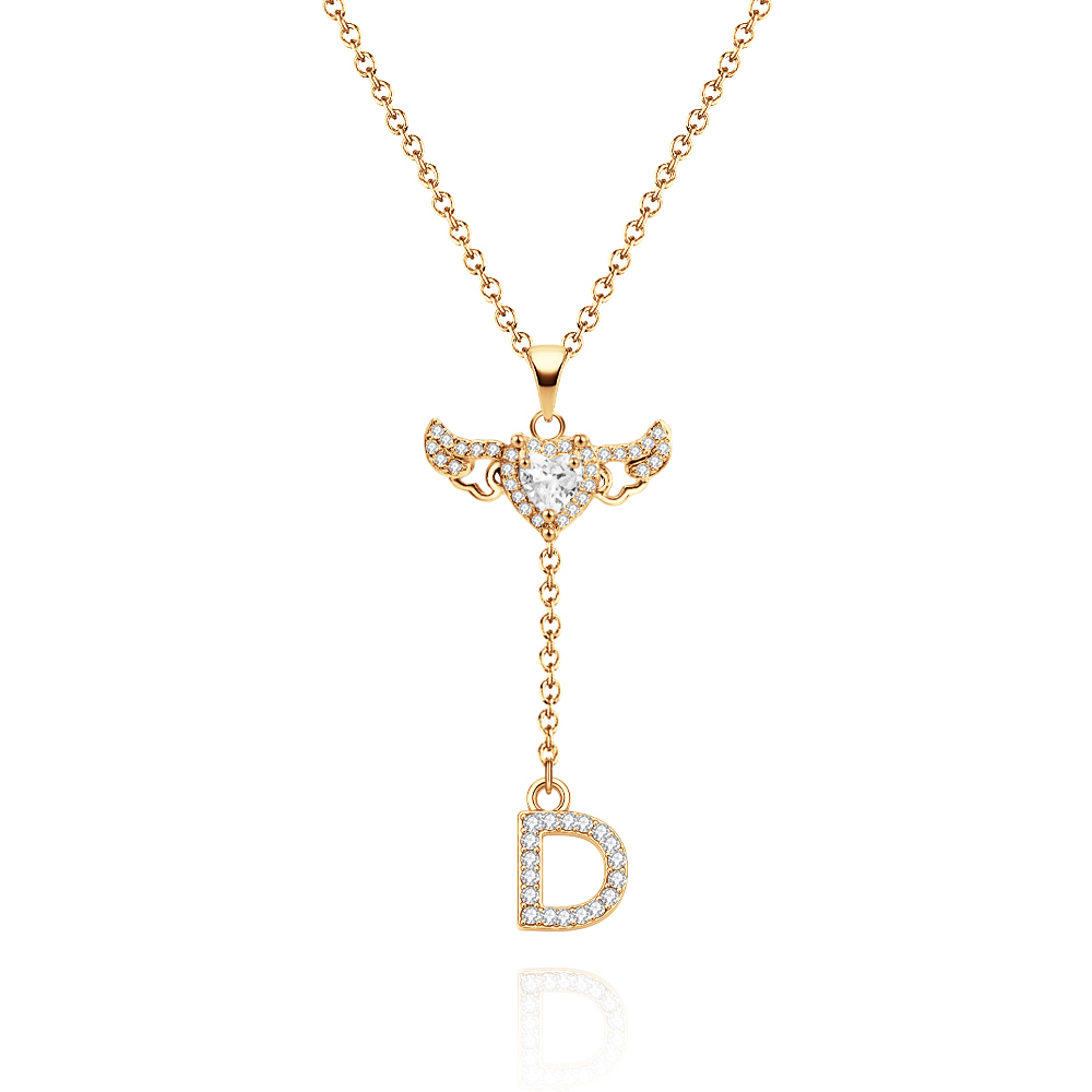 Collier Avec Initiales D'ailes D'ange Animées De Cupidon Collier De Goutte Initiale Personnalisé Avec Breloque D'ailes Mobiles Pendentif De Goutte Initiale Cinétique Amusant Cadeaux De Noël Pour Elle - votrecollierprenomfr