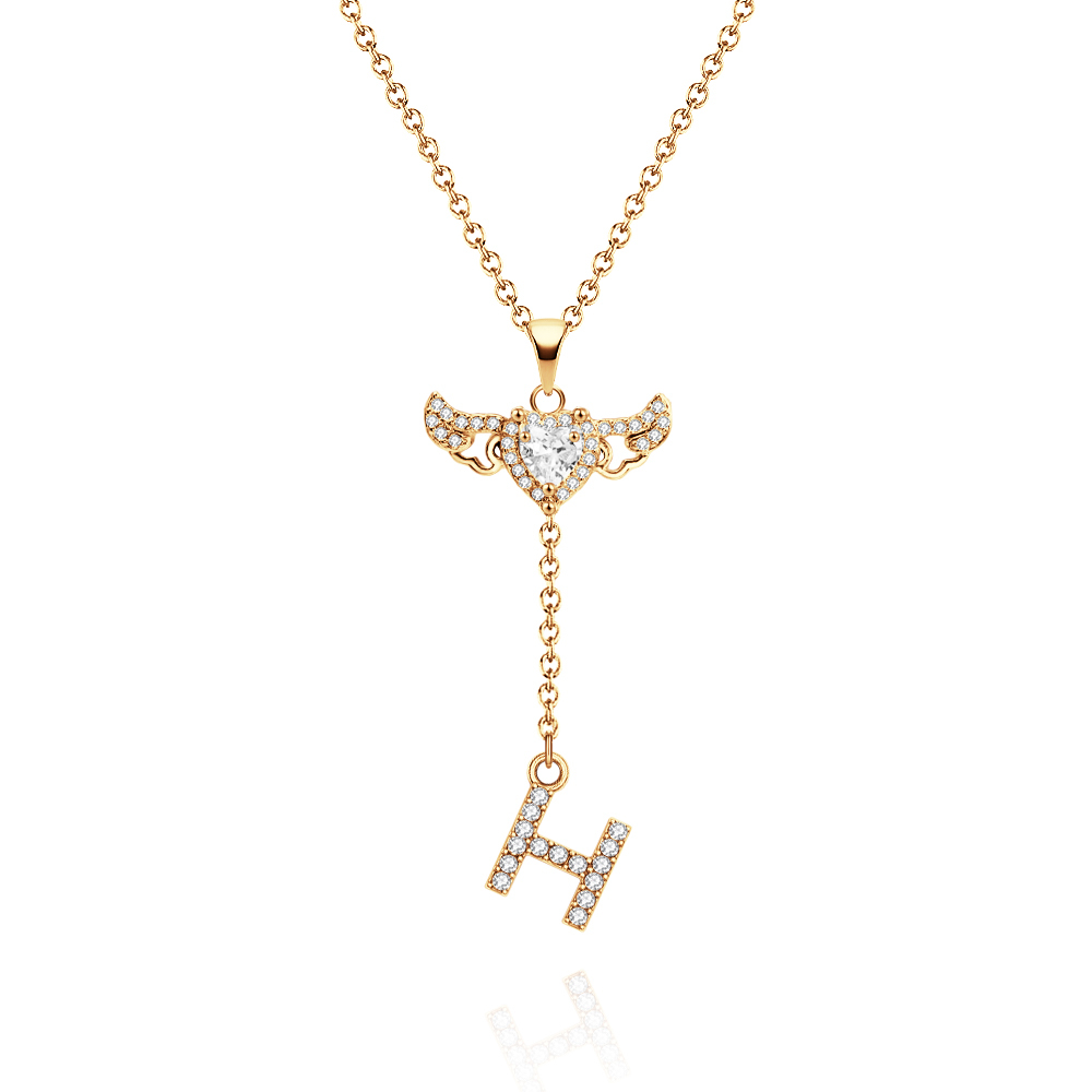 Collier Avec Initiales D'ailes D'ange Animées De Cupidon Collier De Goutte Initiale Personnalisé Avec Breloque D'ailes Mobiles Pendentif De Goutte Initiale Cinétique Amusant Cadeaux De Noël Pour Elle - votrecollierprenomfr