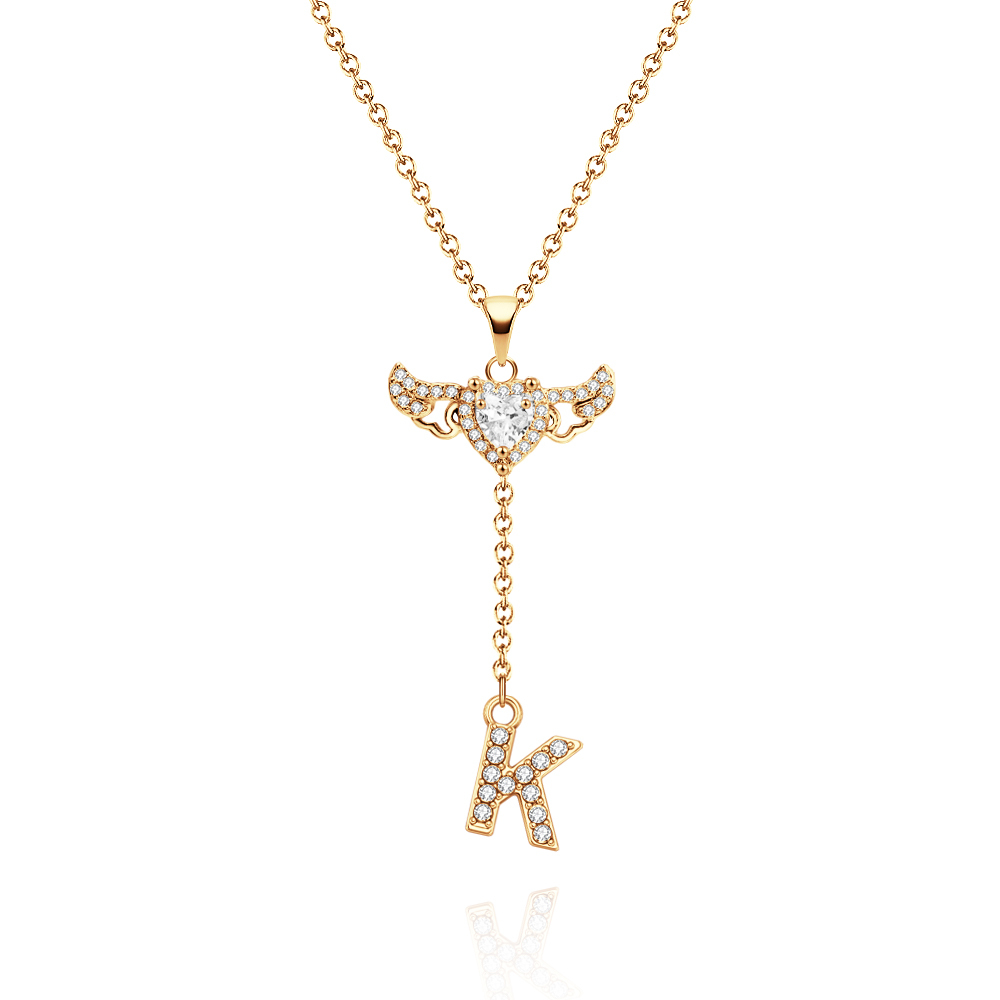 Collier Avec Initiales D'ailes D'ange Animées De Cupidon Collier De Goutte Initiale Personnalisé Avec Breloque D'ailes Mobiles Pendentif De Goutte Initiale Cinétique Amusant Cadeaux De Noël Pour Elle - votrecollierprenomfr