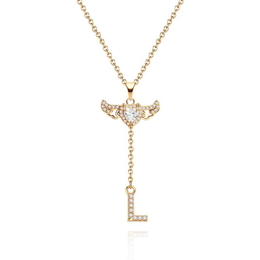 Collier Avec Initiales D'ailes D'ange Animées De Cupidon Collier De Goutte Initiale Personnalisé Avec Breloque D'ailes Mobiles Pendentif De Goutte Initiale Cinétique Amusant Cadeaux De Noël Pour Elle - votrecollierprenomfr