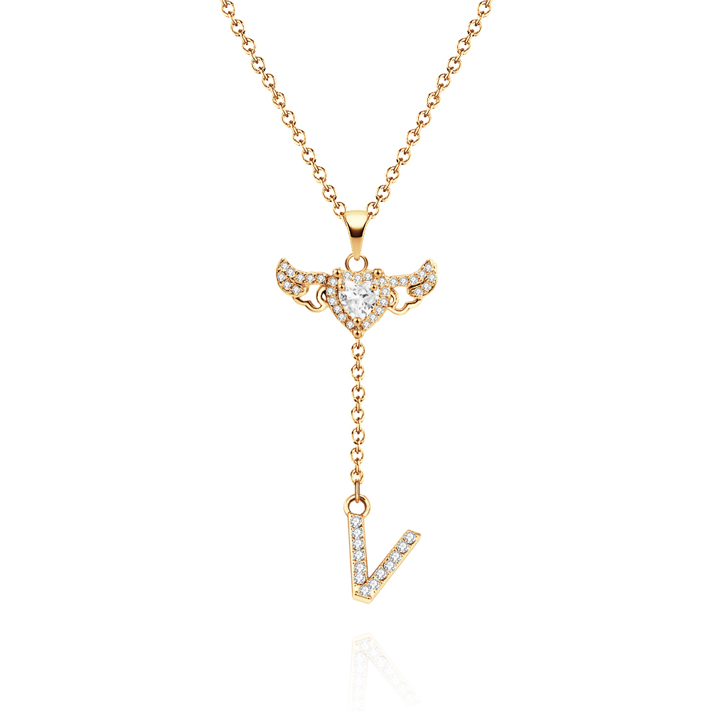 Collier Avec Initiales D'ailes D'ange Animées De Cupidon Collier De Goutte Initiale Personnalisé Avec Breloque D'ailes Mobiles Pendentif De Goutte Initiale Cinétique Amusant Cadeaux De Noël Pour Elle - votrecollierprenomfr
