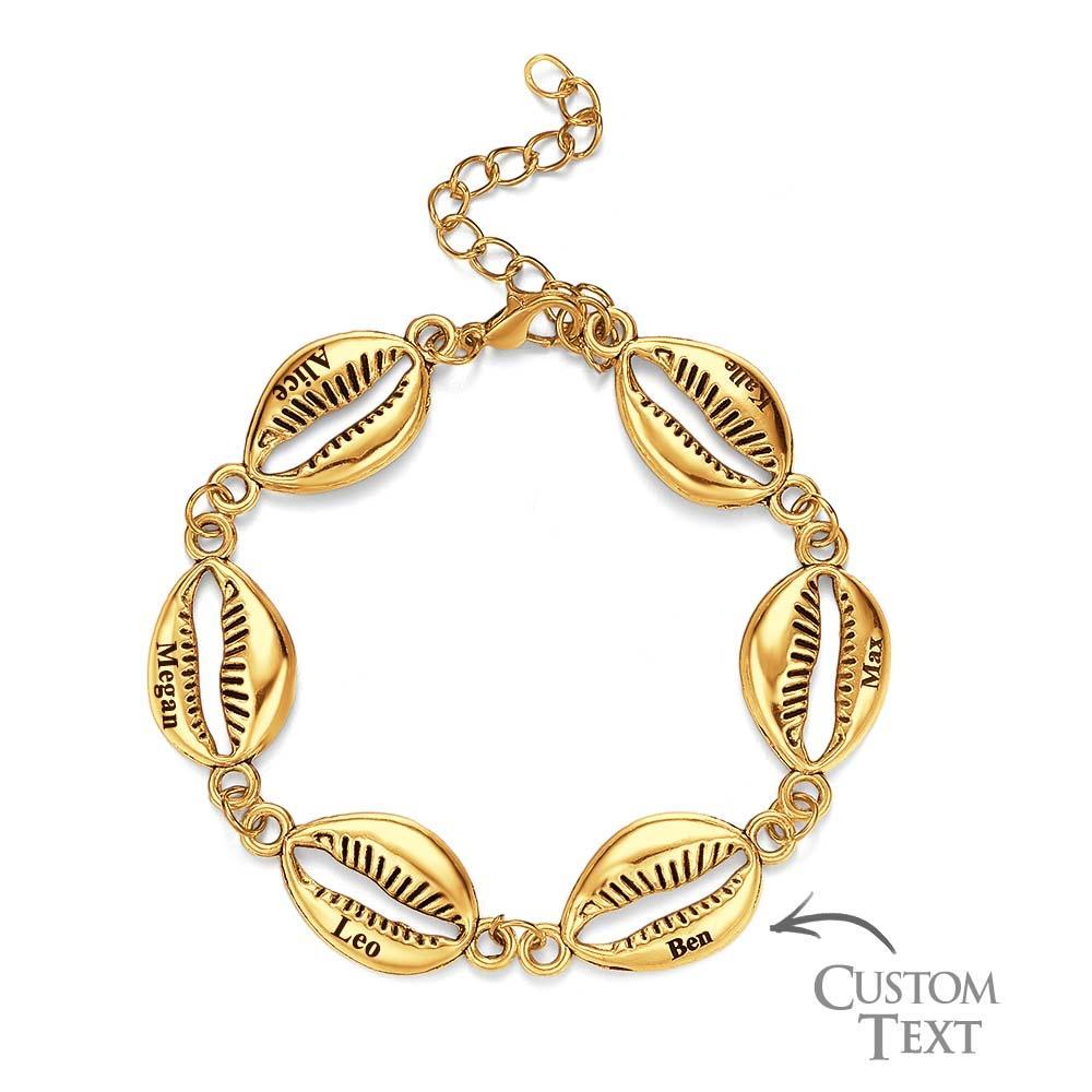 Bracelet Avec Nom Personnalisé, Coque, Cadeau En Métal À La Mode - votrecollierprenomfr