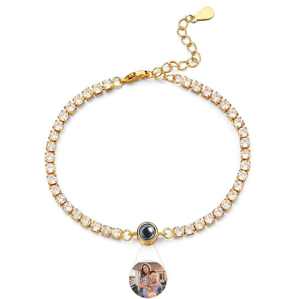 Bracelet De Tennis À Projection De Photos Personnalisé, Bracelet Photo En Cercle Tendance, Cadeaux Pour Lui - votrecollierprenomfr