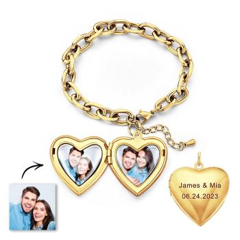 Bracelet Médaillon En Forme De Cœur Personnalisé, Vintage, À Maillons Réglables, Cadeaux Pour Hommes - votrecollierprenomfr