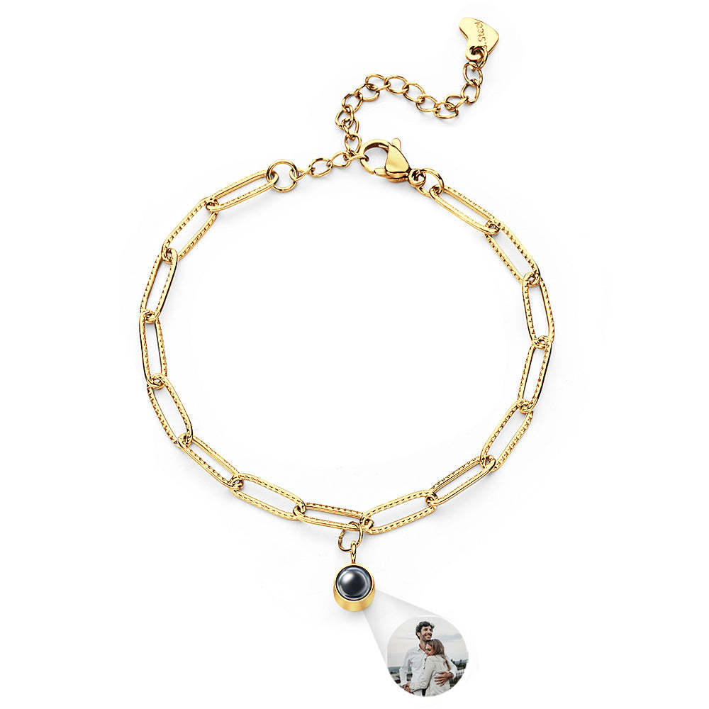Bracelet De Projection Personnalisé Chaîne Unique Cadeau Simple Pour Elle - votrecollierprenomfr