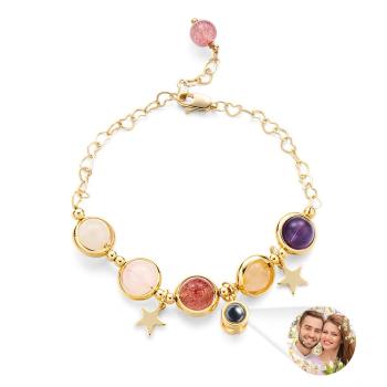 Bracelet De Projection Personnalisé Cadeau D'amour En Cristal Pour Elle - votrecollierprenomfr