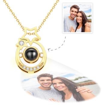 Collier Projection Photo Personnalisé Collier Projection Petites Étoiles Cadeau Unique - votrecollierprenomfr