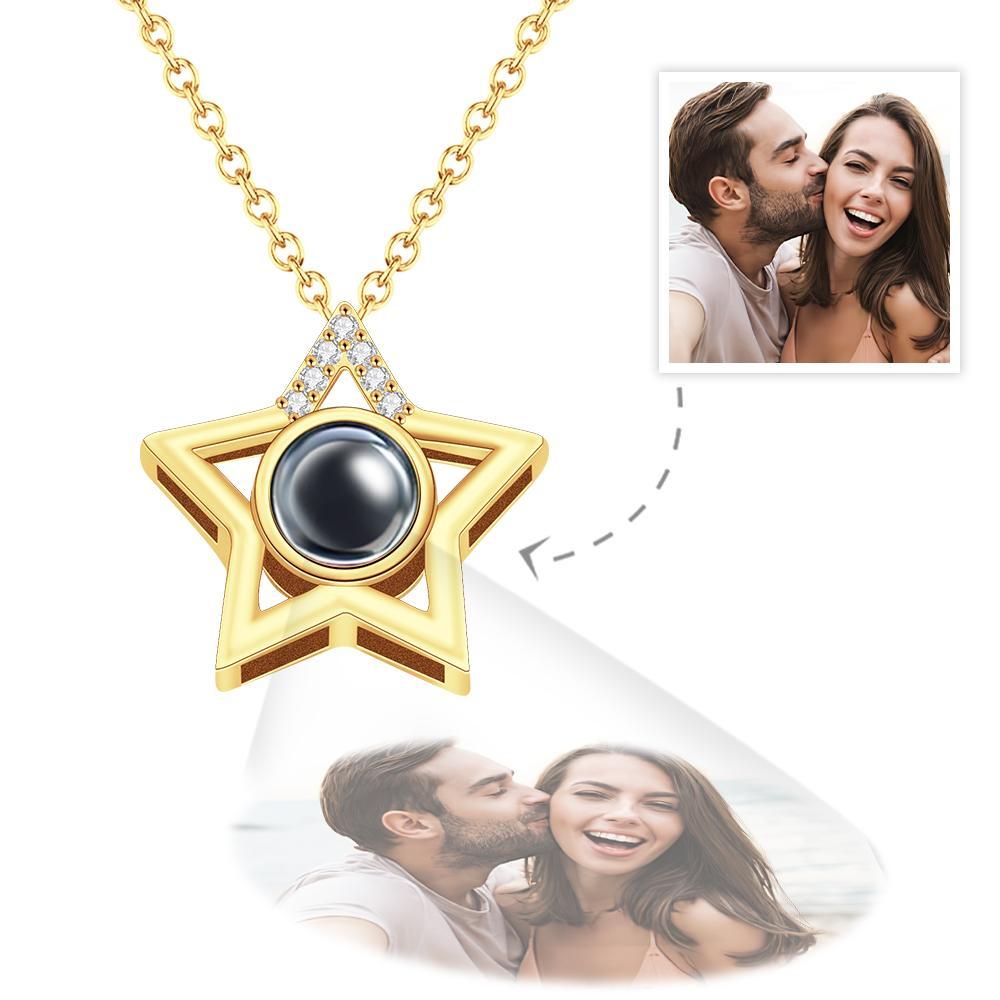 Collier De Projection De Photo Personnalisé Collier Pendentif Photo Étoile Cadeau Commémoratif - votrecollierprenomfr
