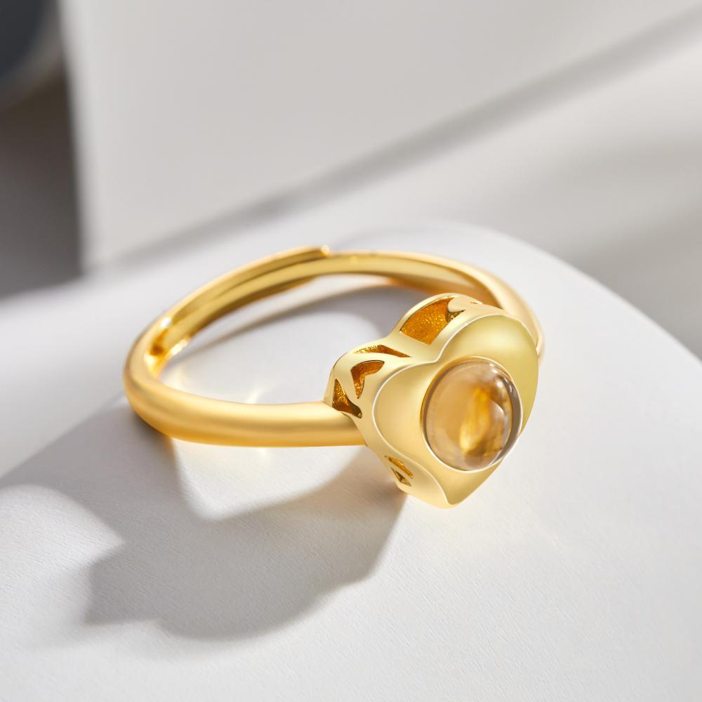Bague Ouverte En Forme De Coeur Avec Projection De Photo En Argent Sterling S925 Bijoux Pour Femmes Personnalisés Cadeaux De La Saint-valentin - votrecollierprenomfr