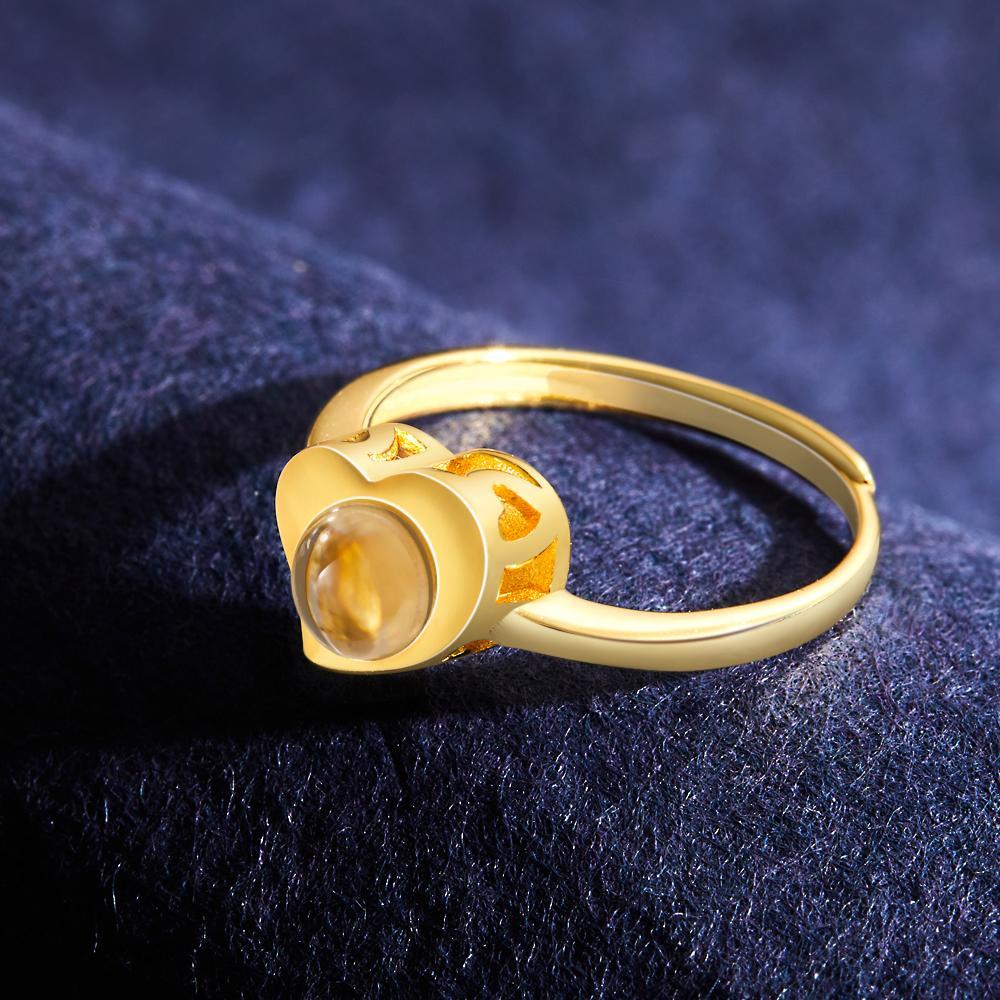 Bague Ouverte En Forme De Coeur Avec Projection De Photo En Argent Sterling S925 Bijoux Pour Femmes Personnalisés Cadeaux De La Saint-valentin - votrecollierprenomfr