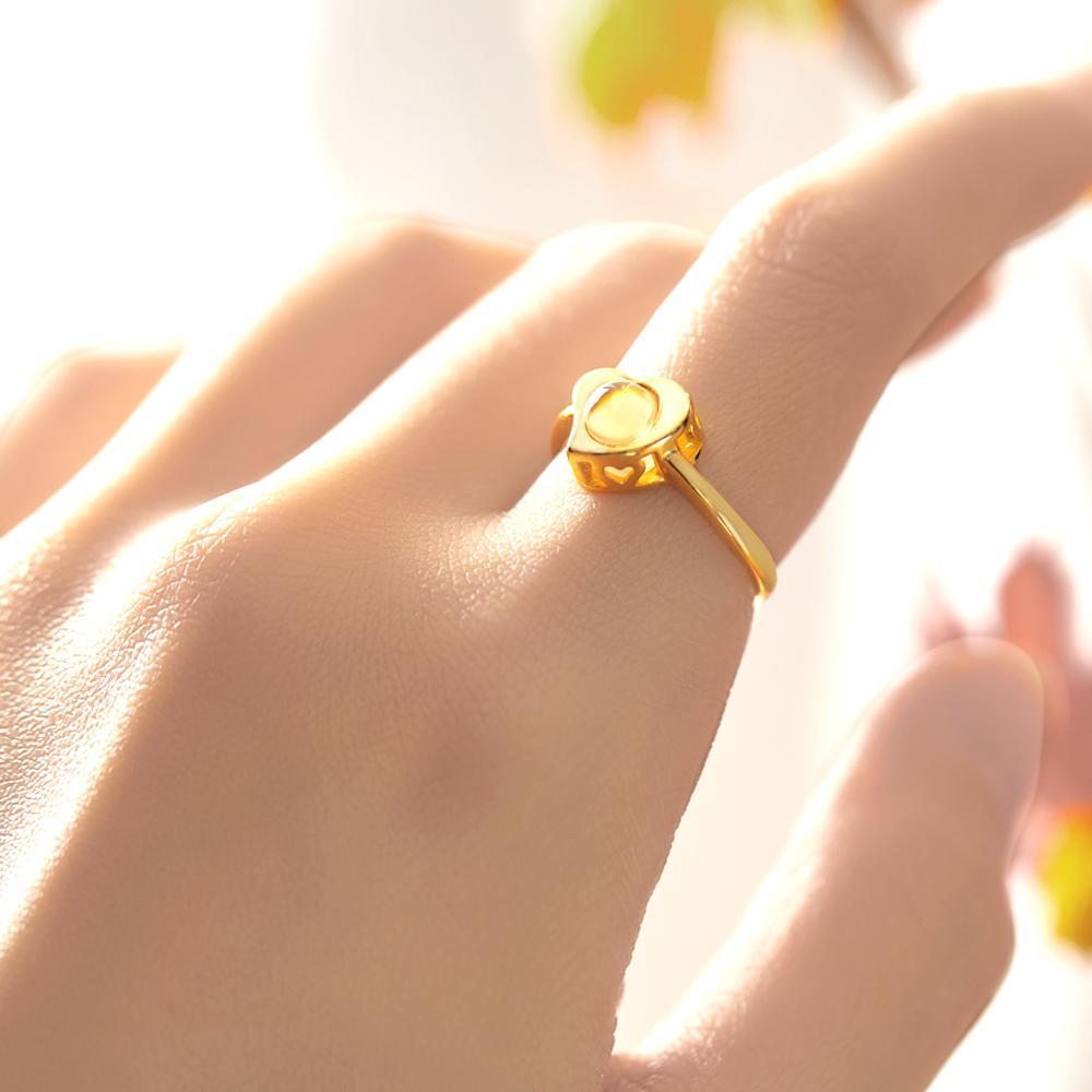 Bague Ouverte En Forme De Coeur Avec Projection De Photo En Argent Sterling S925 Bijoux Pour Femmes Personnalisés Cadeaux De La Saint-valentin - votrecollierprenomfr