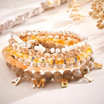 Bracelet Avec Nom Personnalisé, Pendentif Lettre, Style Bohémien, Cadeau De Plage Pour Elle - votrecollierprenomfr