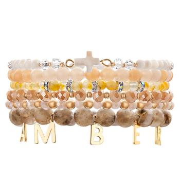 Bracelet Avec Nom Personnalisé, Pendentif Lettre, Style Bohémien, Cadeau De Plage Pour Elle - votrecollierprenomfr