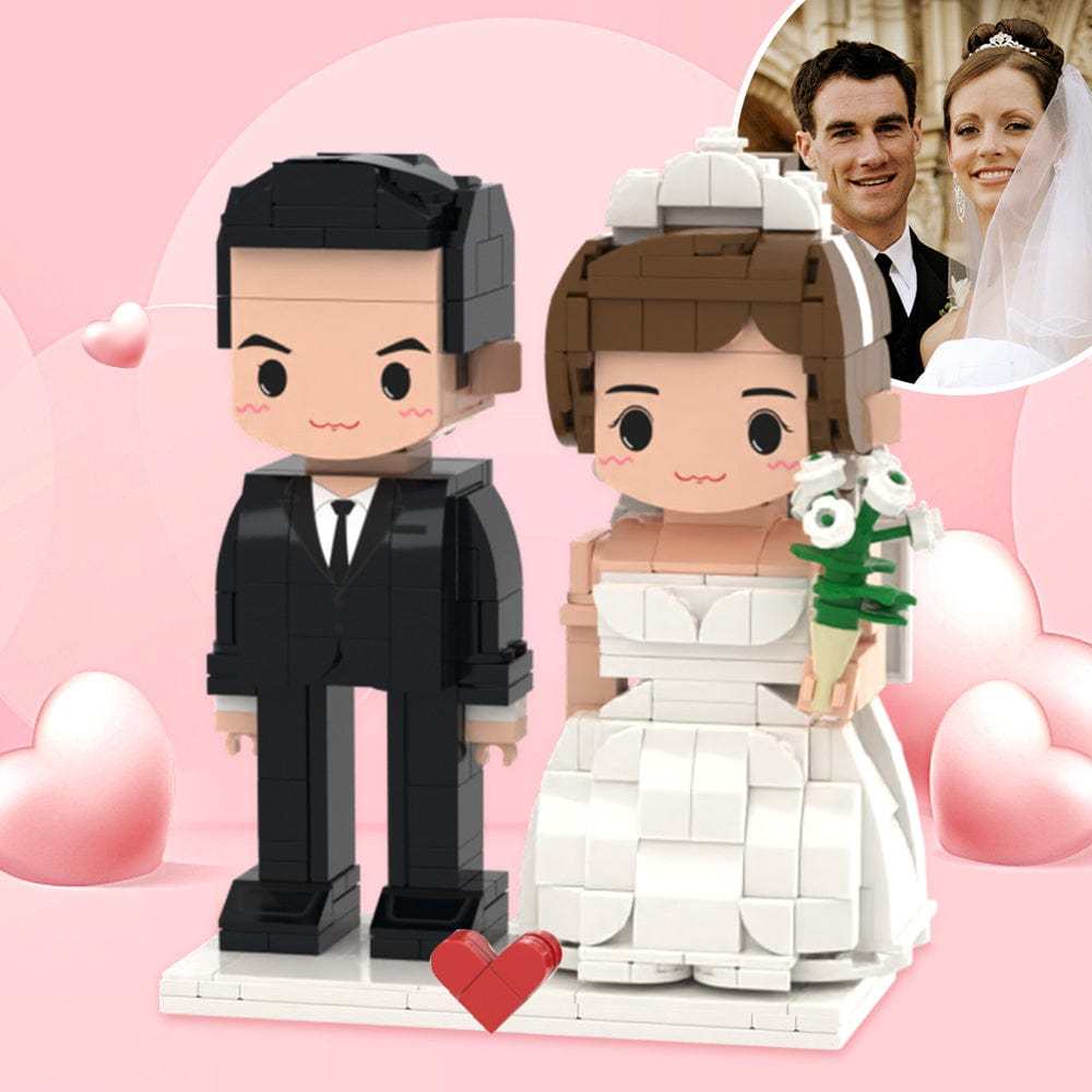Cadeaux De Mariage Bloc De Construction Créatif Personnalisable Entièrement Corps 2 Personnes Personnalisé Visage Mignon Figurines En Brique - votrecollierprenomfr