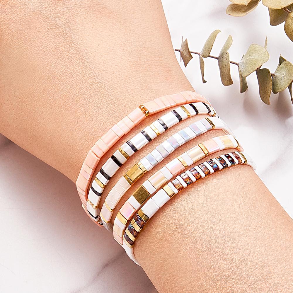 Tila Pink Bead Bracelet Poignet Bonbons Cadeau Pour Elle - votrecollierprenomfr