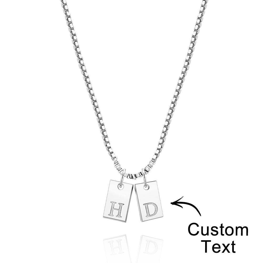 Collier Gravé Personnalisé, Cadeaux À Breloques Avec Lettres Initiales À Barres Multiples - votrecollierprenomfr