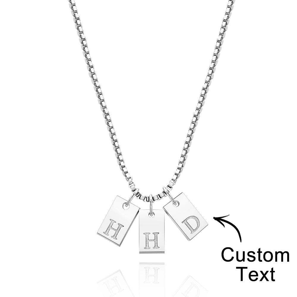 Collier Gravé Personnalisé, Cadeaux À Breloques Avec Lettres Initiales À Barres Multiples - votrecollierprenomfr