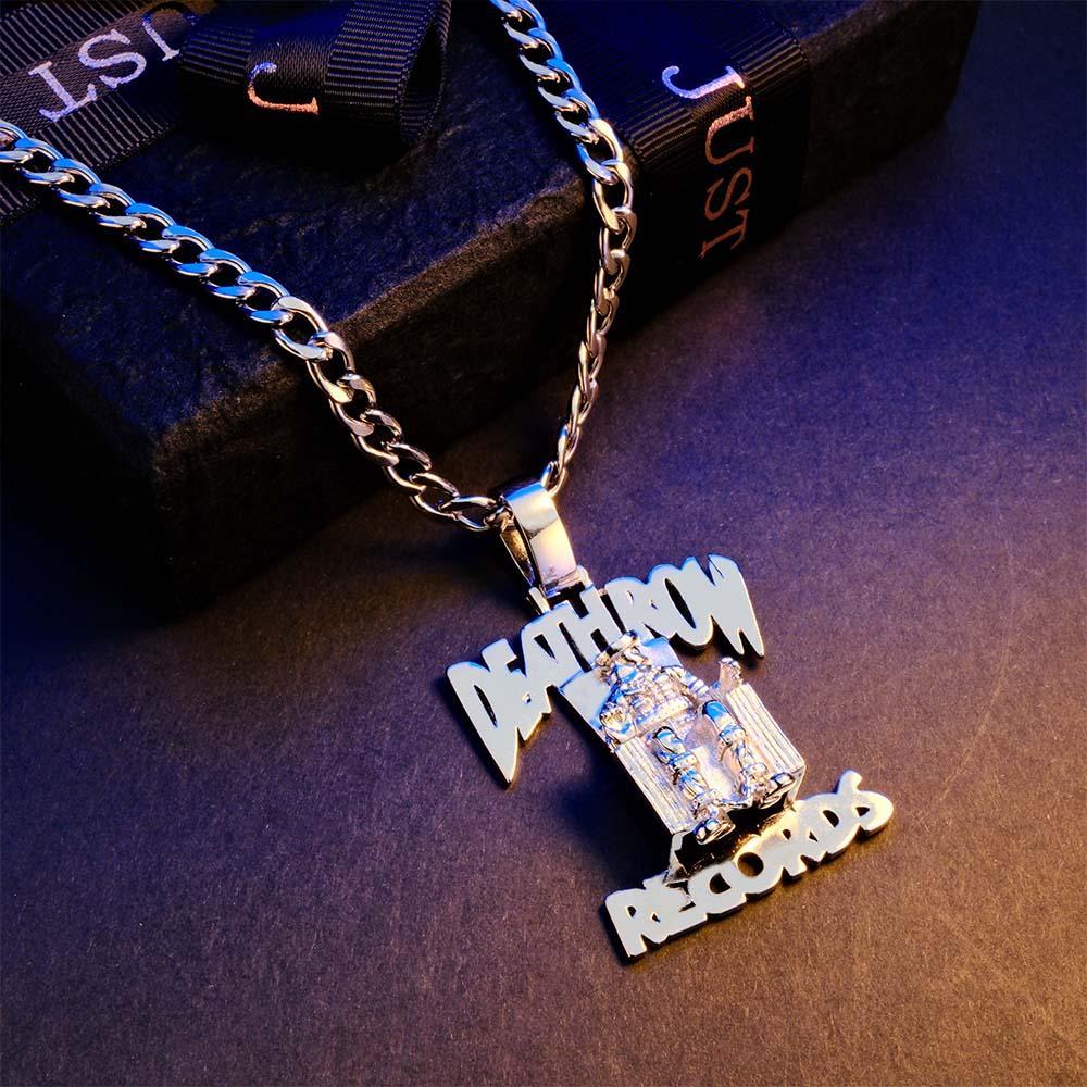 Collier Hip Hop Gravé Deathrow Records, Pendentif Exagéré Pour Lui - votrecollierprenomfr