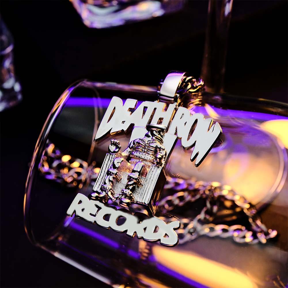 Collier Hip Hop Gravé Deathrow Records, Pendentif Exagéré Pour Lui - votrecollierprenomfr