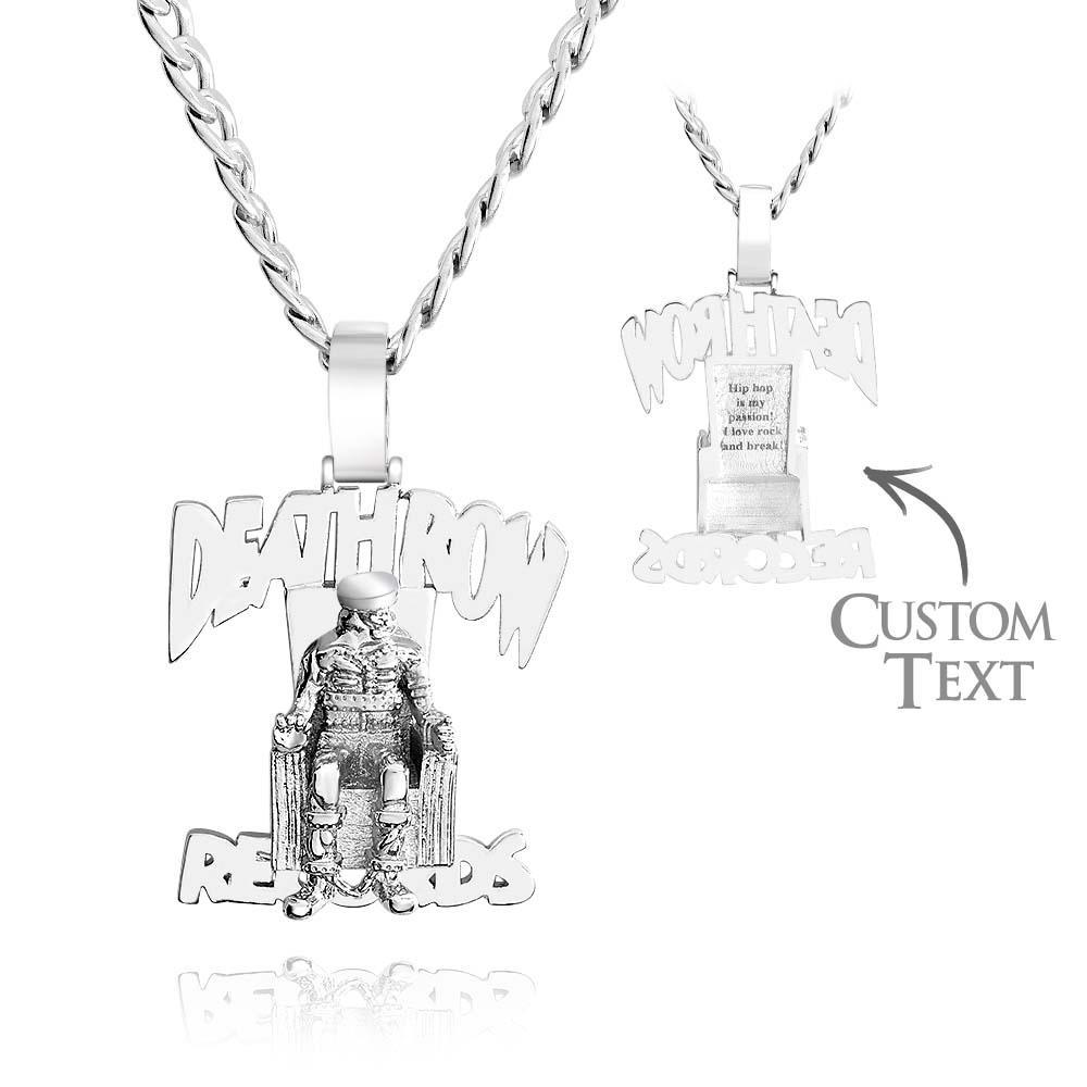 Collier Hip Hop Gravé Deathrow Records, Pendentif Exagéré Pour Lui - votrecollierprenomfr