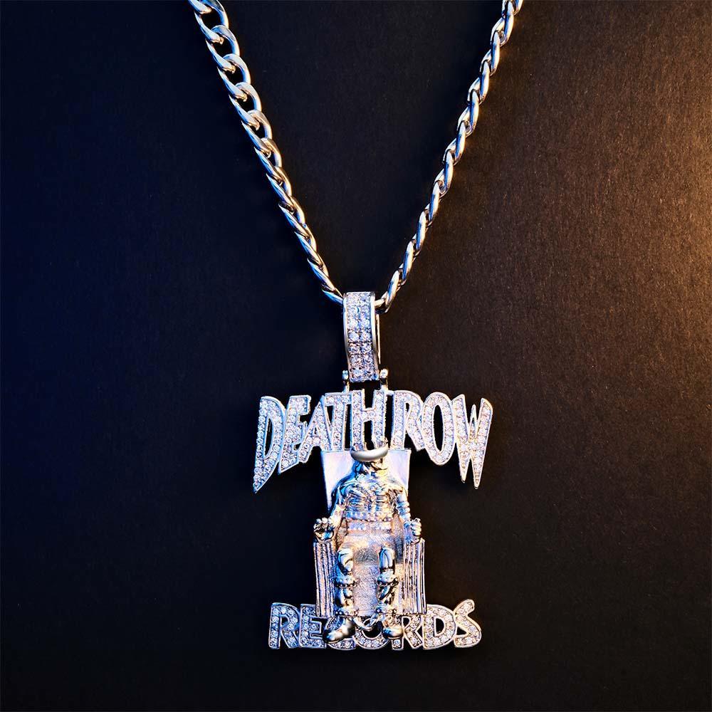 Collier Hip Hop Gravé Deathrow Records, Pendentif Exagéré Pour Lui - votrecollierprenomfr