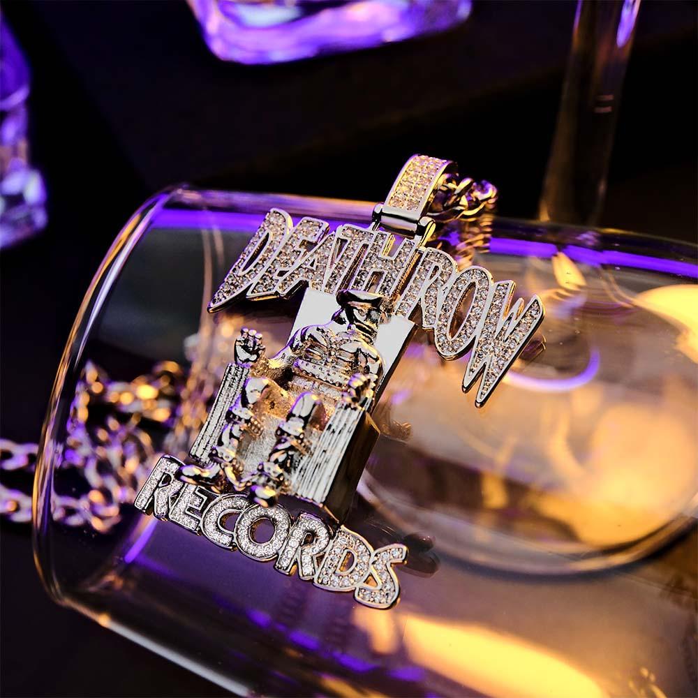 Collier Hip Hop Gravé Deathrow Records, Pendentif Exagéré Pour Lui - votrecollierprenomfr