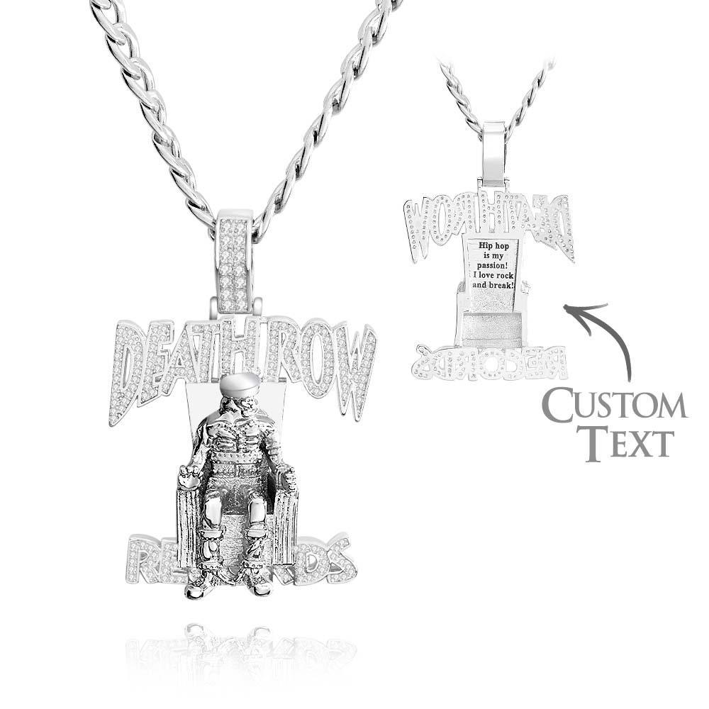 Collier Hip Hop Gravé Deathrow Records, Pendentif Exagéré Pour Lui - votrecollierprenomfr