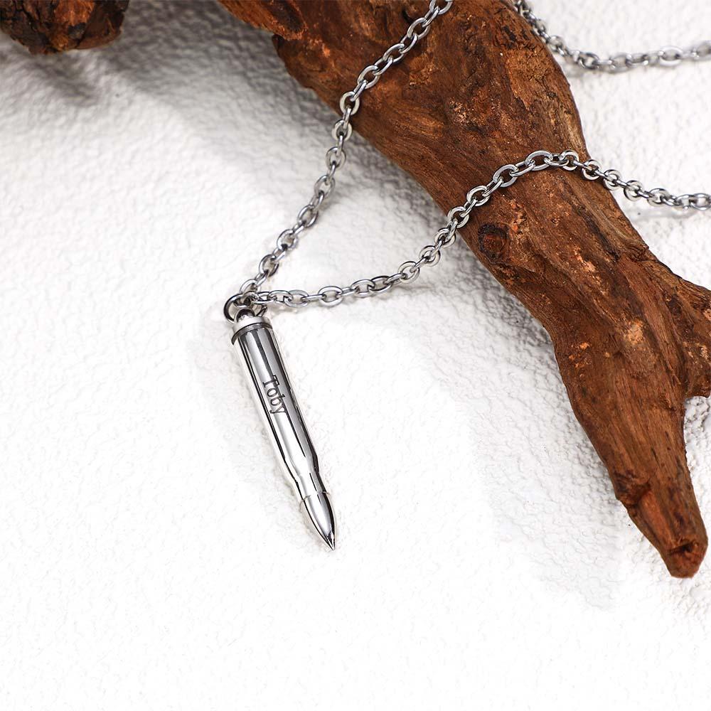 Collier Avec Nom Personnalisé, Balle En Métal, Cadeau Cool Pour Hommes - votrecollierprenomfr