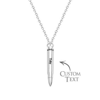 Collier Avec Nom Personnalisé, Balle En Métal, Cadeau Cool Pour Hommes - votrecollierprenomfr