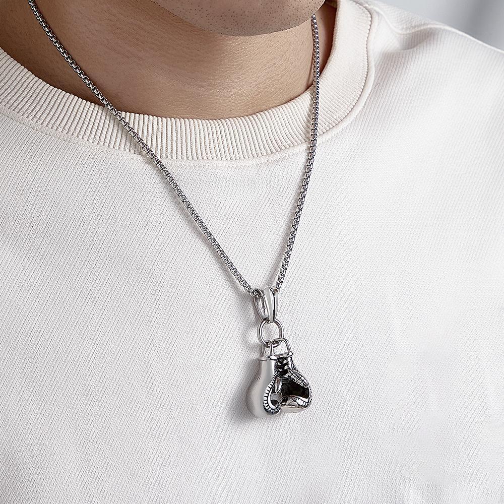 Collier Gravé Personnalisé Gants De Boxe Hip Hop Cadeau Pour Lui - votrecollierprenomfr