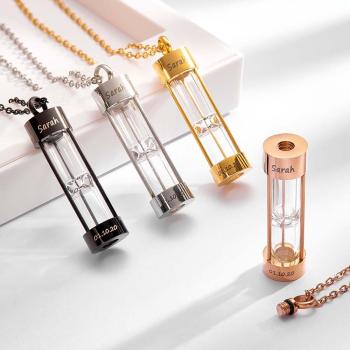 Collier Avec Nom Personnalisé, Cadeau De Souvenir De Sablier - votrecollierprenomfr