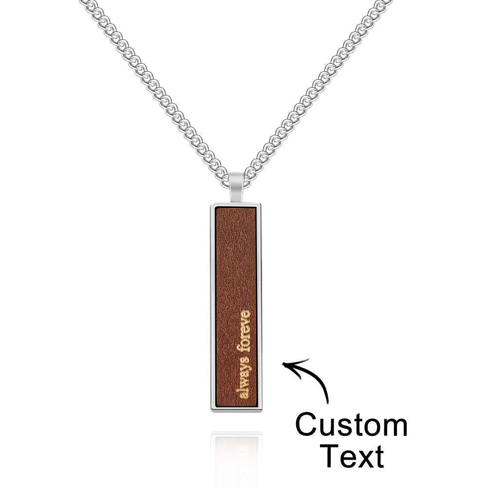 Collier En Bois Et Métal Gravable, Pendentif Rétro Personnalisé, Cadeau Pour Anniversaire De Mariage - votrecollierprenomfr