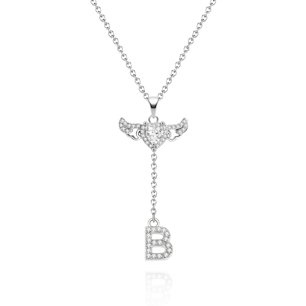 Collier Avec Initiales D'ailes D'ange Animées De Cupidon Collier De Goutte Initiale Personnalisé Avec Breloque D'ailes Mobiles Pendentif De Goutte Initiale Cinétique Amusant Cadeaux De Noël Pour Elle - votrecollierprenomfr