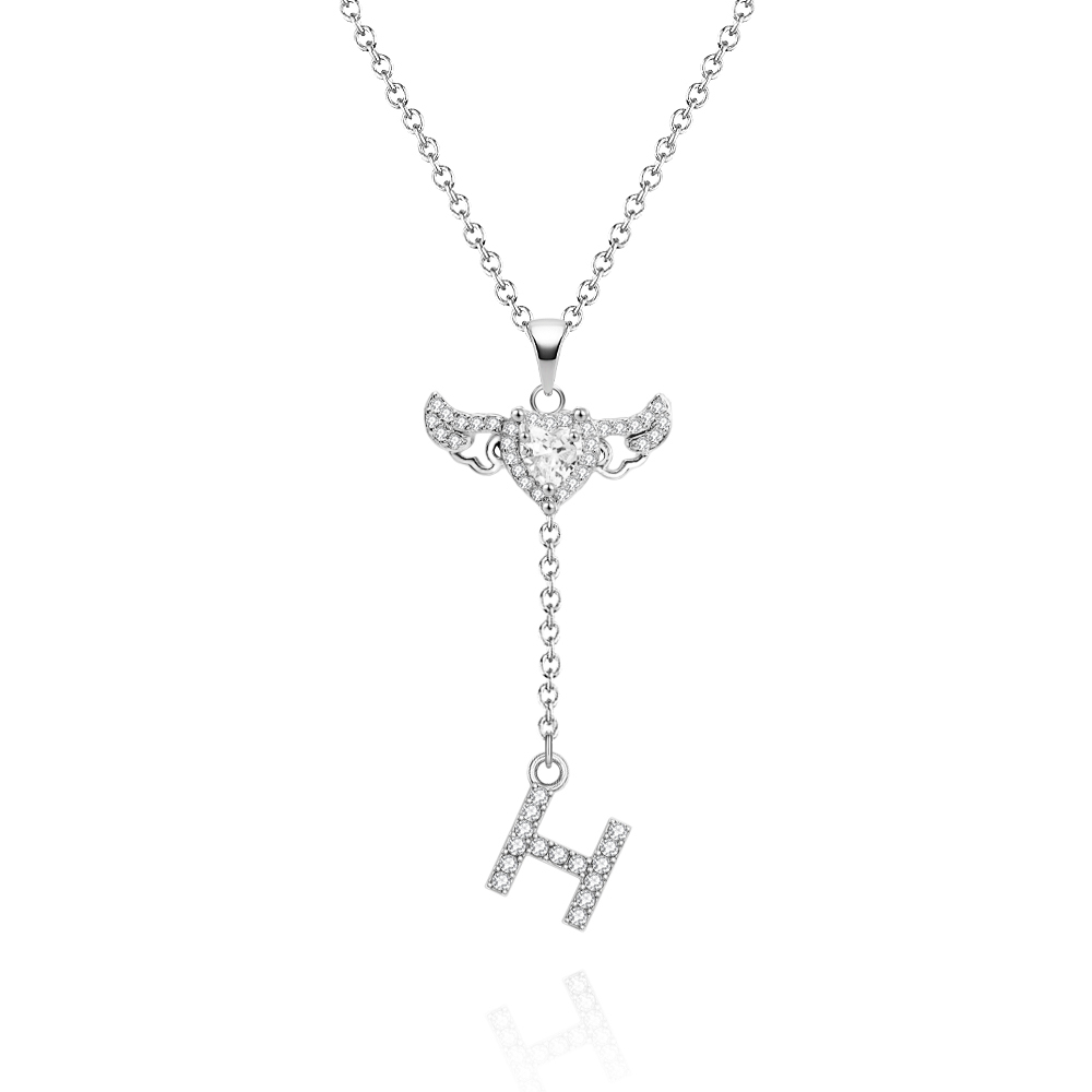 Collier Avec Initiales D'ailes D'ange Animées De Cupidon Collier De Goutte Initiale Personnalisé Avec Breloque D'ailes Mobiles Pendentif De Goutte Initiale Cinétique Amusant Cadeaux De Noël Pour Elle - votrecollierprenomfr