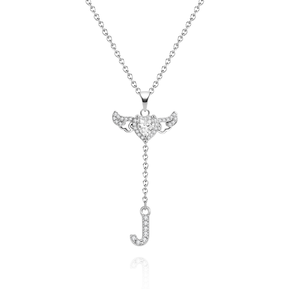 Collier Avec Initiales D'ailes D'ange Animées De Cupidon Collier De Goutte Initiale Personnalisé Avec Breloque D'ailes Mobiles Pendentif De Goutte Initiale Cinétique Amusant Cadeaux De Noël Pour Elle - votrecollierprenomfr
