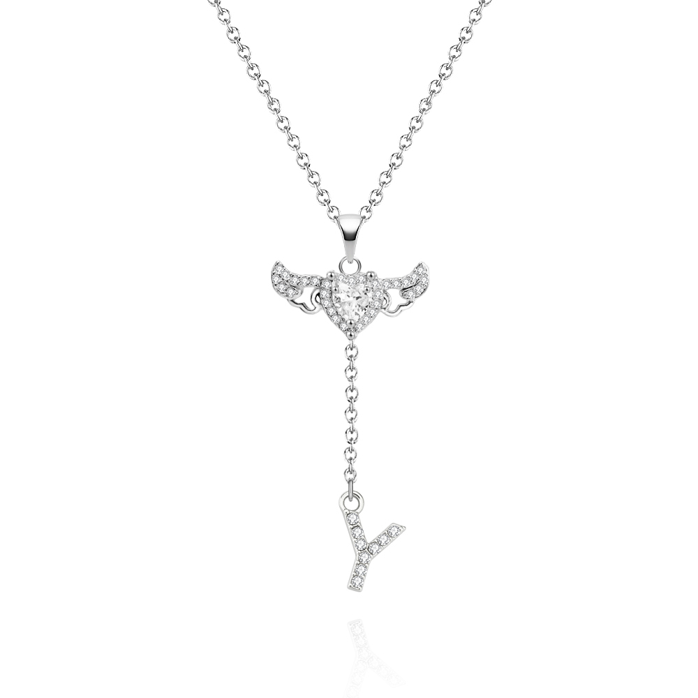 Collier Avec Initiales D'ailes D'ange Animées De Cupidon Collier De Goutte Initiale Personnalisé Avec Breloque D'ailes Mobiles Pendentif De Goutte Initiale Cinétique Amusant Cadeaux De Noël Pour Elle - votrecollierprenomfr