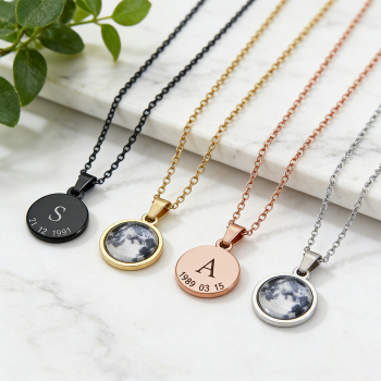 Collier Phase De Lune Personnalisé Avec Bijou Lune Date Spéciale - Collier Lune Du Jour - Cadeau Idéal Pour Un Anniversaire - votrecollierprenomfr