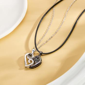 Collier De Projection Personnalisé En Forme De Coeur Cadeau Créatif Unique Pour Couple - votrecollierprenomfr