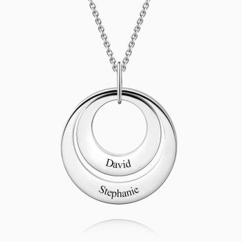 Engraved Two Disc Necklace Silver - yournamenecklaceuk