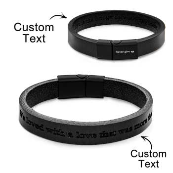 Bracelet En Cuir Simple Rétro Avec Texte Bracelet À Boucle Magnétique Pour Hommes - votrecollierprenomfr