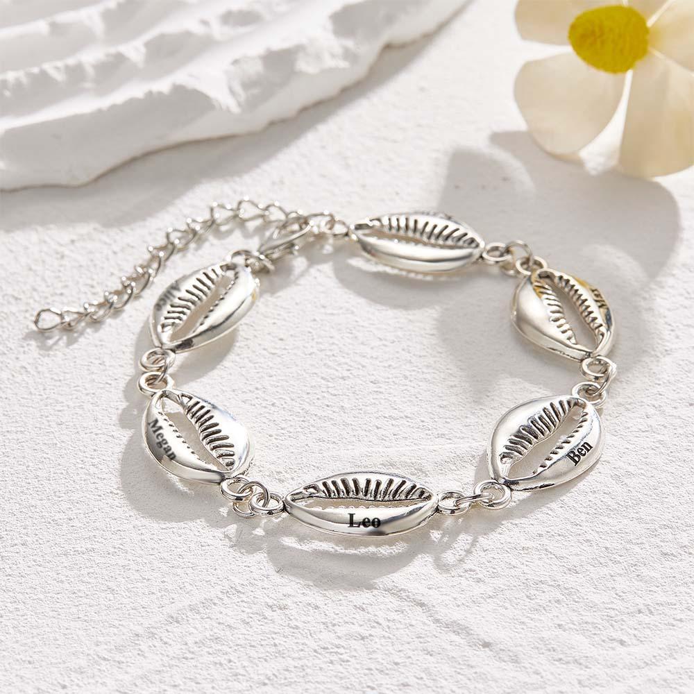 Bracelet Avec Nom Personnalisé, Coque, Cadeau En Métal À La Mode - votrecollierprenomfr